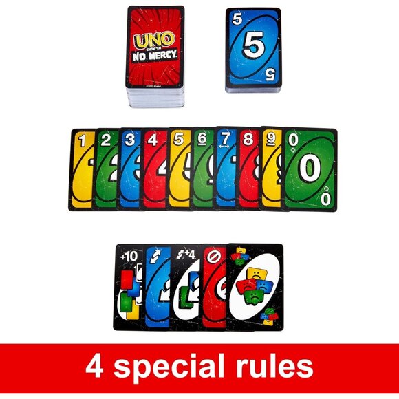 UNO Show ’em No Mercy Card Game Extra Cards Rules Penalties Family Fun - Picture 4 of 7